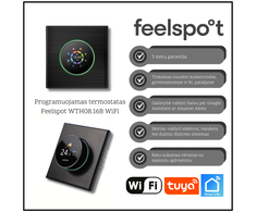 Programuojamas termostatas Feelspot WTH08.16B WiFi, juodas, Tuya, Smart Life
