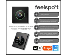 Programuojamas termostatas Feelspot WTH08.16B WiFi, juodas, Tuya, Smart Life