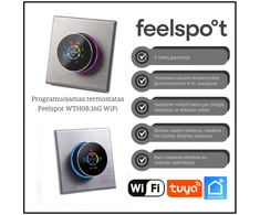 Programuojamas termostatas Feelspot WTH08.16G WiFi, pilkas, Tuya, Smart Life