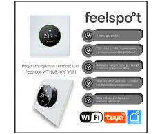 Programuojamas termostatas Feelspot WTH08.16W WiFi, baltas, Tuya, Smart Life