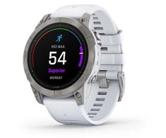 Išmanusis laikrodis Garmin epix™ Pro (Gen 2) – Sapphire Edition, 47 mm, Titano spalvos korpusas su baltos spalvos dirželiu