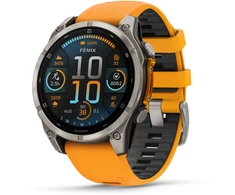 Išmanusis laikrodis Garmin Fenix 8 - 47 mm, AMOLED Sapphire, Titanas su oranžiniu / grafito spalvos silikoniniu dirželiu