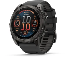 Išmanusis laikrodis Garmin Fenix 8  - 51 mm, AMOLED Sapphire, Anglies pilkumo DLC su juodos / pilkos akmenukų spalvos silikoniniu dirželiu