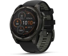 Išmanusis laikrodis Garmin Fenix 8 51 mm, Solar, Sapphire, Pilkos anglies spalvos DLC titanas su juodos / pilkos akmenukų spalvos silikoniniu dirželiu