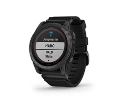 Išmanusis laikrodis Garmin Tactix 7 Pro Ballistics Edition. Saulės energija maitinamas taktinis GPS laikrodis su taikomąja balistine programa ir nailoniniu dirželiu