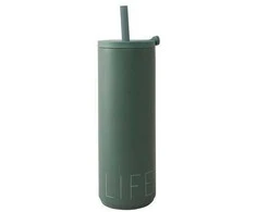 Design Letters Termo gertuvė su šiaudeliu 500ml, spalva: PILKAI ROŽINĖ