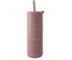 Design Letters Termo gertuvė su šiaudeliu 500ml, spalva: PILKAI ROŽINĖ