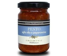 Greenomic Delikatessen Česnako, aliejaus ir čili pipirų Pesto 135g