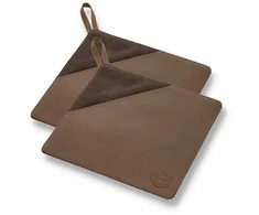 Rankšluostis Pillivuyt Puodo laikikliai 20,5 x 20,5 cm, rudas 2 vnt., drobė/oda