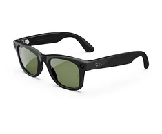 Išmanieji akiniai RayBan Meta Wayfarer, juodi matiniai rėmeliai ir skaidrūs (pereinantys į grafito žalią) lęšiai, poliarizuoti