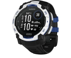 Išmanusis laikrodis Garmin Instinct 3 – 50 mm, Solar, Baltojo akmens spalvos su juodu / mėlynu dirželiu