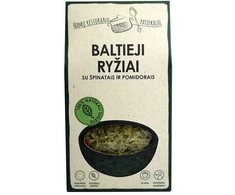 Baltieji ryžiai su špinatais ir pomidorais