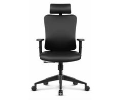Hells Chair Biuro kėdė su 3D juosmens atrama ir 2D galvos atrama, silikoninė dirbtinė oda, juoda