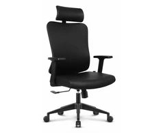 Hells Chair Biuro kėdė su 3D juosmens atrama ir 2D galvos atrama, silikoninė dirbtinė oda, juoda