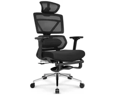 Hells Chair Biuro kėdė su 4D porankiais ir kojų atrama, juoda