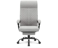 Hells Chair Biuro kėdė su kojų atrama ir spyruokline sėdyne, audinys, pilka