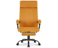 Hells Chair Biuro kėdė su kojų atrama ir spyruokline sėdyne, audinys, garstyčių geltona