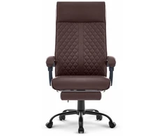 Hells Chair Biuro kėdė su kojų atrama ir spyruokline sėdyne, dirbtinė oda, ruda