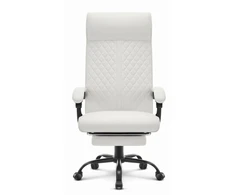 Hells Chair Biuro kėdė su kojų atrama ir spyruokline sėdyne, dirbtinė oda, balta