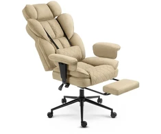 Hells Chair Biuro kėdė su kojų atrama ir reguliuojamais porankiais, audinys, smėlio