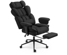 Hells Chair Biuro kėdė su kojų atrama ir reguliuojamais porankiais, audinys, juoda