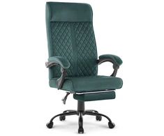 Hells Chair Biuro kėdė su kojų atrama ir spyruokline sėdyne, audinys, žalia