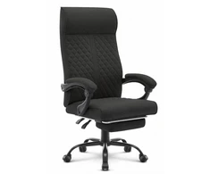 Hells Chair Biuro kėdė su kojų atrama ir spyruokline sėdyne, audinys, juoda