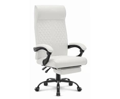 Hells Chair Biuro kėdė su kojų atrama ir spyruokline sėdyne, dirbtinė oda, balta