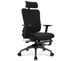Hells Chair Biuro kėdė su kojų atrama, spyruokline sėdyne ir 3D juosmens atrama, juoda