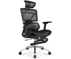 Hells Chair Biuro kėdė su masažuokliu, 4D porankiais ir kojų atrama, juoda