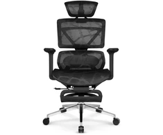 Hells Chair Biuro kėdė su masažuokliu, 4D porankiais ir kojų atrama, juoda