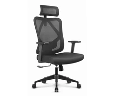 Hells Chair Biuro kėdė su tinkliniu apmušalu, 3D juosmens ir 2D galvos atramomis, juoda