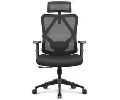 Hells Chair Biuro kėdė su tinkliniu apmušalu, 3D juosmens ir 2D galvos atramomis, juoda