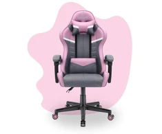 Hells Chair Vaikiška žaidimų kėdė su audinio apmušalu, 125–150 cm ūgiui, pilka / rožinė