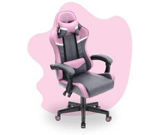 Hells Chair Vaikiška žaidimų kėdė su audinio apmušalu, 125–150 cm ūgiui, pilka / rožinė