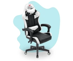 Hells Chair Vaikiška žaidimų kėdė su dirbtinės odos apmušalu, 125–150 cm ūgiui, juoda / balta