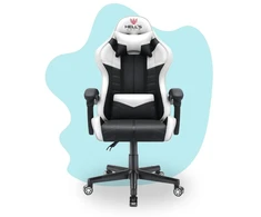 Hells Chair Vaikiška žaidimų kėdė su dirbtinės odos apmušalu, 125–150 cm ūgiui, juoda / balta