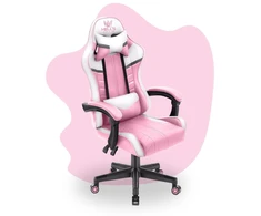 Hells Chair Vaikiška žaidimų kėdė su dirbtinės odos apmušalu, 125–150 cm ūgiui, rožinė / balta