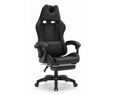 Hells Chair Vaikiška žaidimų kėdė su kojų atrama ir reguliuojamu atlošu, juoda
