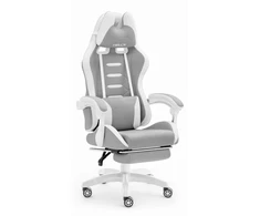 Hells Chair Vaikiška žaidimų kėdė su kojų atrama ir reguliuojamu atlošu, pilka