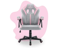 Hells Chair Vaikiška žaidimų kėdė su širdelės formos pagalvėle, pilka ir rožinė