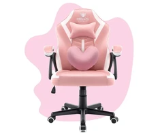 Hells Chair Vaikiška žaidimų kėdė su širdelės formos pagalvėle, rožinė ir balta