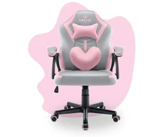 Hells Chair Vaikiška žaidimų kėdė su širdelės formos pagalvėle, pilka ir rožinė