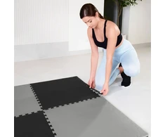 Hop Sport Sutveriamas apsauginis kilimėlis treniruotėms iš EVA putų, 120x120 cm, 4 dalys, juodas / pilkas