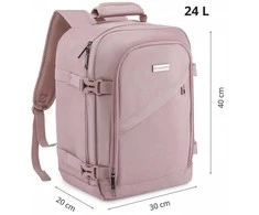 Zagatto Kelioninė kuprinė lėktuvui 40x30x20 cm su laptopo skyriumi, lengvas rankinis bagažas Ryanair / Wizz Air, rožinė