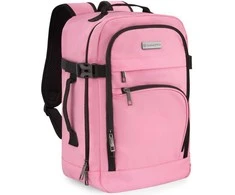 Zagatto Lėktuvo kuprinė 40x25x20 cm su laptopo skyriumi ir 6 kišenėmis, tinkama Ryanair ir Wizz Air, šviesiai rožinė