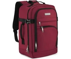 Zagatto Lėktuvo kuprinė 40x25x20 cm su laptopo skyriumi ir 6 kišenėmis, tinkama Ryanair ir Wizz Air, burgundiška raudona