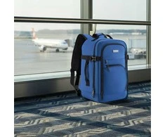 Zagatto Lėktuvo kuprinė 40x25x20 cm su laptopo skyriumi ir 6 kišenėmis, tinkama Ryanair ir Wizz Air, mėlyna