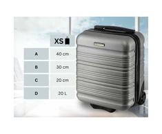 Kelioninis Zagatto Mažas kabininis lagaminas su ratukais 40x30x20 cm, tinkamas Wizz Air rankiniam bagažui, sidabriškai pilkas