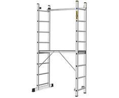 Aliuminio kopėčios - pastoliai DRABEST, 2x8 pakopos, platforma 46x150 cm (AL-DR-RU-2X8-PRO-2K+H)